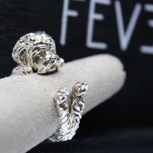 Dog Fever Hug Ring Sterling Silver Maltese
